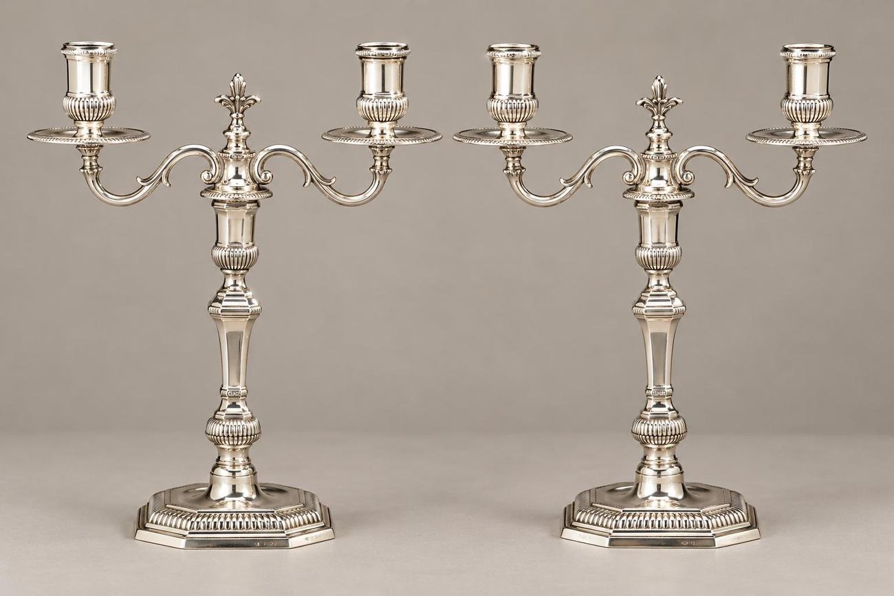 Paire de candélabres en argent