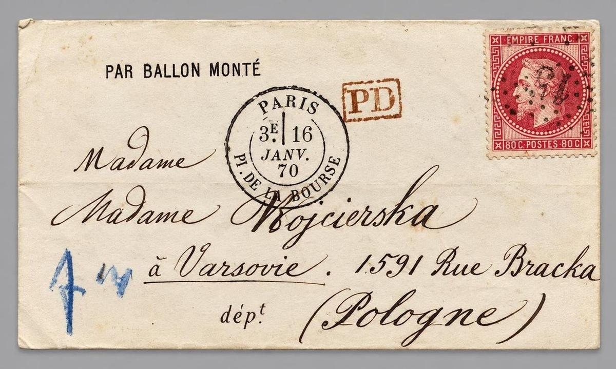 Lettre par ballon monté, 1870
