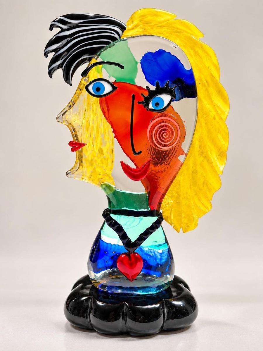Sculpture en verre multicolore