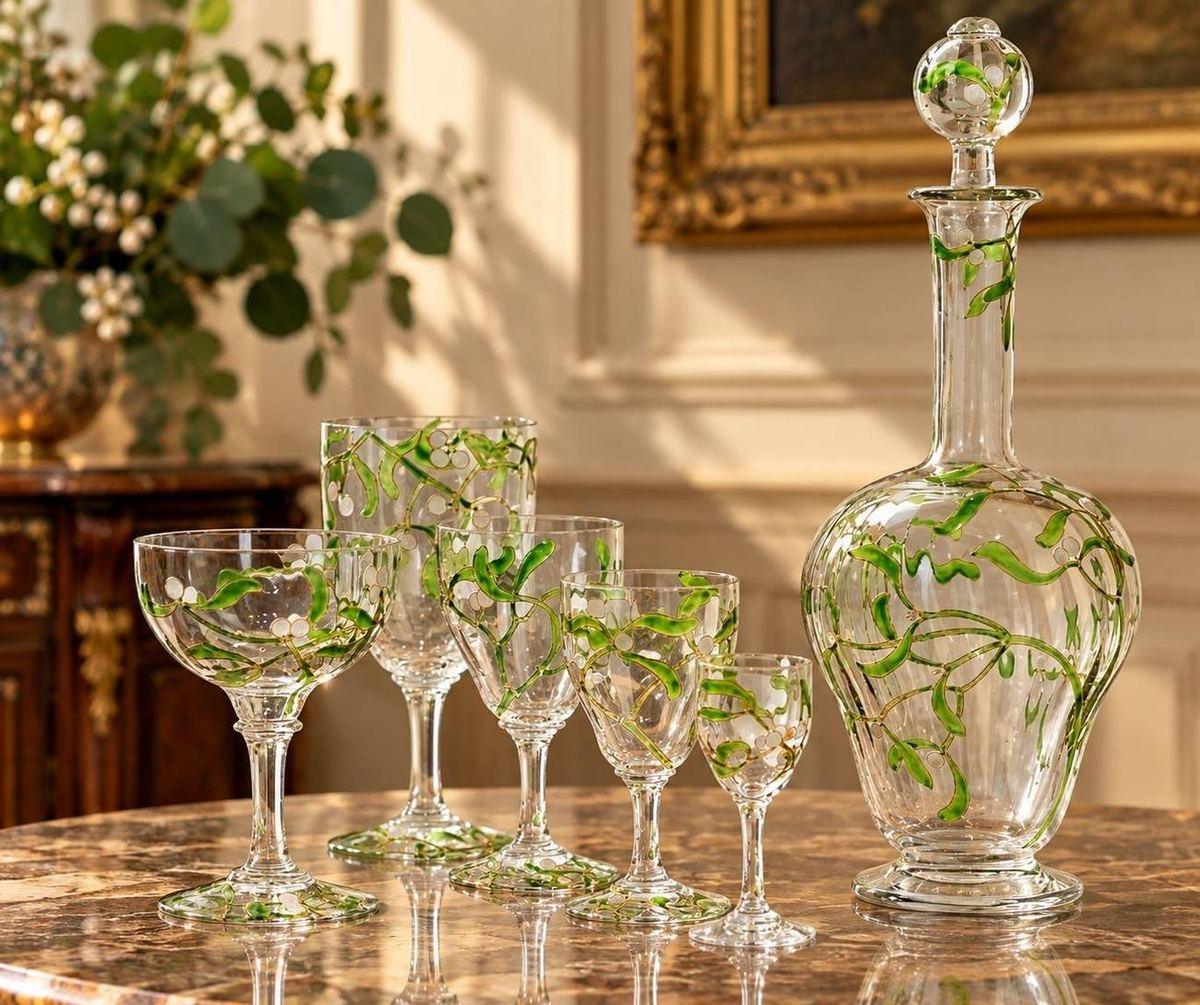 Service de verres émaillés et carafe